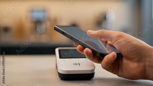 Person Using Mobile Phone for Contactless Payment.