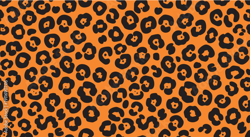 Vibrant orange leopard print pattern design background with bold animal texture