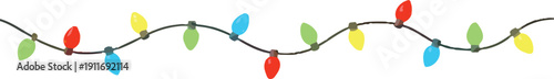 Colorful Christmas lights string illustration for holiday decoration and festive party design vector graphic element