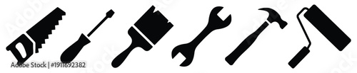 Set of construction and repair tools vector icons