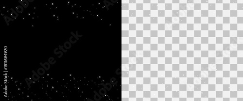 Starry night sky overlay with shimmering stars on a dark background, creating a magical atmosphere for design projects and enhancing visual storytelling with copy space