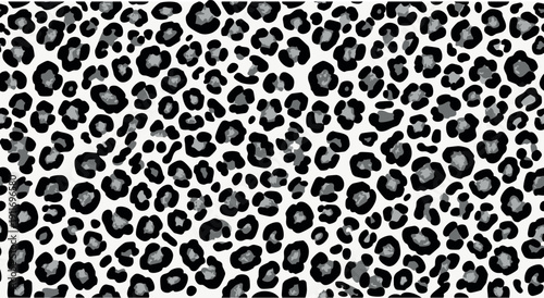 Classic black and white leopard print pattern design background with bold animal texture