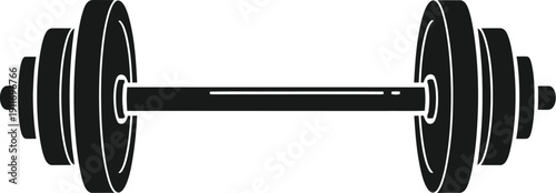 A black dumbbell with weights on either end, vector illustration, fitness equipment, exercise tool, gym accessory