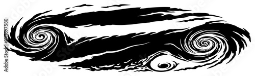 Large abstract cosmic swirl pattern with double vortex and energetic motion