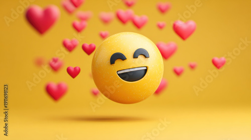 Wallpaper Mural Happy smiling face with hearts flying around Torontodigital.ca