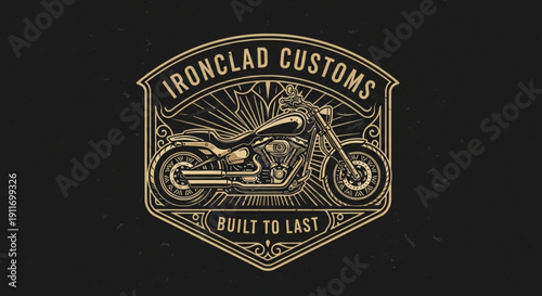 Custom motorcycle logo with 'ironclad customs built to last' text on black background