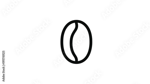 A simple, black-outlined illustration of a coffee bean on a white background