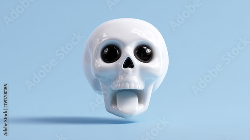 Wallpaper Mural Glossy white skull with open mouth on blue background. Torontodigital.ca