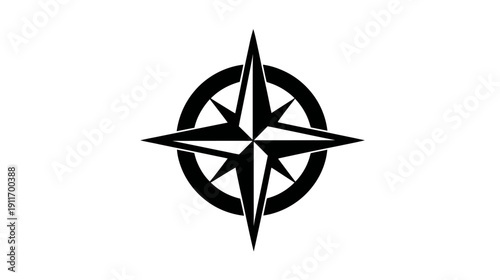 A simple, symmetrical black and white compass rose graphic, showing cardinal and intercardinal points