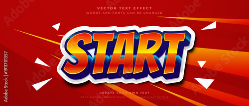 3D bold START text effect on dynamic red background