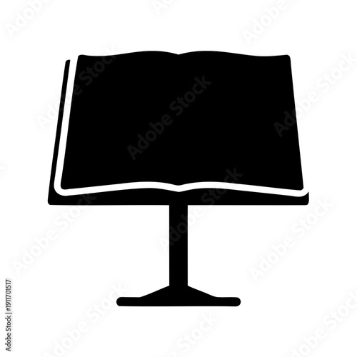 Black Silhouette Music Stand for Sheet Music and Performances, Isolated on White