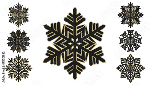 Elegant vector snowflakes isolated on white for winter holiday designs