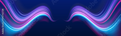 Multicolor glowing track pulses with dynamic neon energy. Smooth curves and motion blur enhance high-speed digital motion. Perfect for UI elements, banners, and futuristic visuals. Vector