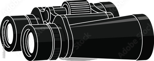 Black binoculars isolated, detailed illustration, vector art, object on surface, close-up detailed view