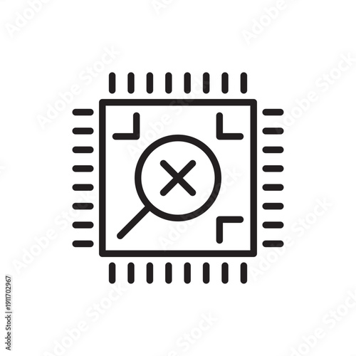X-ray PCB inspection icon. Non-destructive testing and AXI, representing BGA solder joint analysis, hidden defect detection, microchip failure analysis, and high-precision electronic quality control.