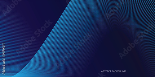Abstract glowing wave lines on dark blue background. Dynamic wave pattern. Modern flowing wavy lines. Futuristic technology concept. Suit for banner, poster, cover, brochure, flyer, website