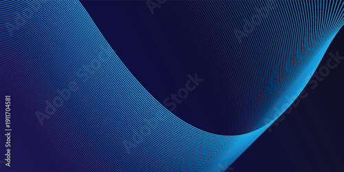 Abstract glowing wave lines on dark blue background. Dynamic wave pattern. Modern flowing wavy lines. Futuristic technology concept. Suit for banner, poster, cover, brochure, flyer, website