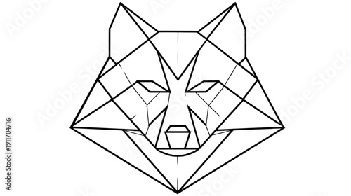 A geometric illustration of a wolf's head, created using thick black lines on a white background