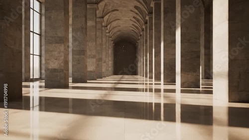 Wallpaper Mural Grand Hallway Architecture with Light and Shadow Torontodigital.ca