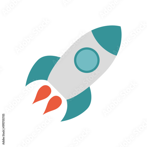 Rocket ship icon in flat style. Spaceship launch vector illustration on isolated background. Space transport sign business concept.
