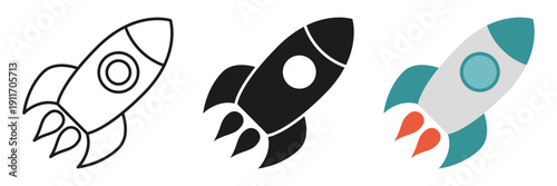 Rocket ship icon set collection in flat style. Spaceship launch vector illustration on isolated background. Space transport sign business concept.