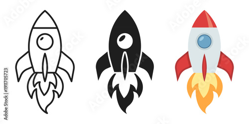 Rocket ship icon set collection in flat style. Spaceship launch vector illustration on isolated background. Space transport sign business concept.