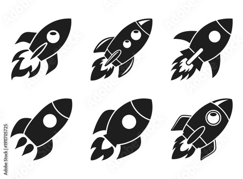Rocket ship icon set collection in flat style. Spaceship launch vector illustration on isolated background. Space transport sign business concept.