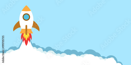 Rocket ship icon in cartoon flat style. Spaceship launch vector illustration on isolated background. Space transport sign business concept.