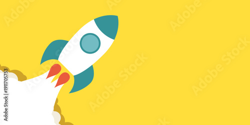 Rocket ship icon in cartoon flat style. Spaceship launch vector illustration on isolated background. Space transport sign business concept.