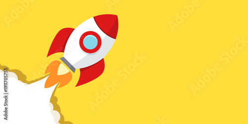 Rocket ship icon in cartoon flat style. Spaceship launch vector illustration on isolated background. Space transport sign business concept.