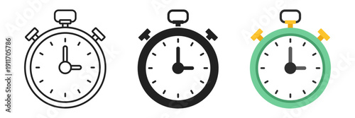 Analog clock icon set collection in flat style. Circle watch vector illustration on isolated background. Stopwatch sign business concept.