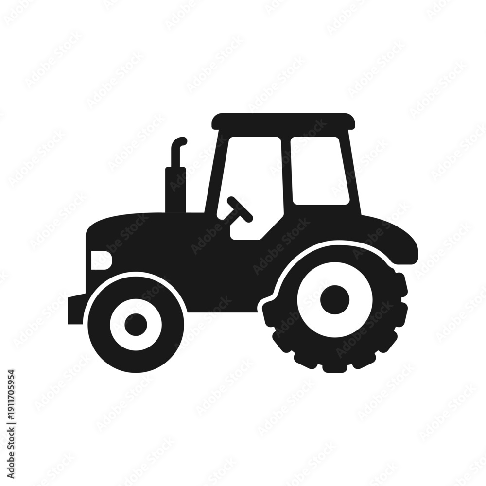 Obraz premium Tractor truck icon in flat style. Agriculture transport vector illustration on isolated background. Farming vehicle sign business concept.