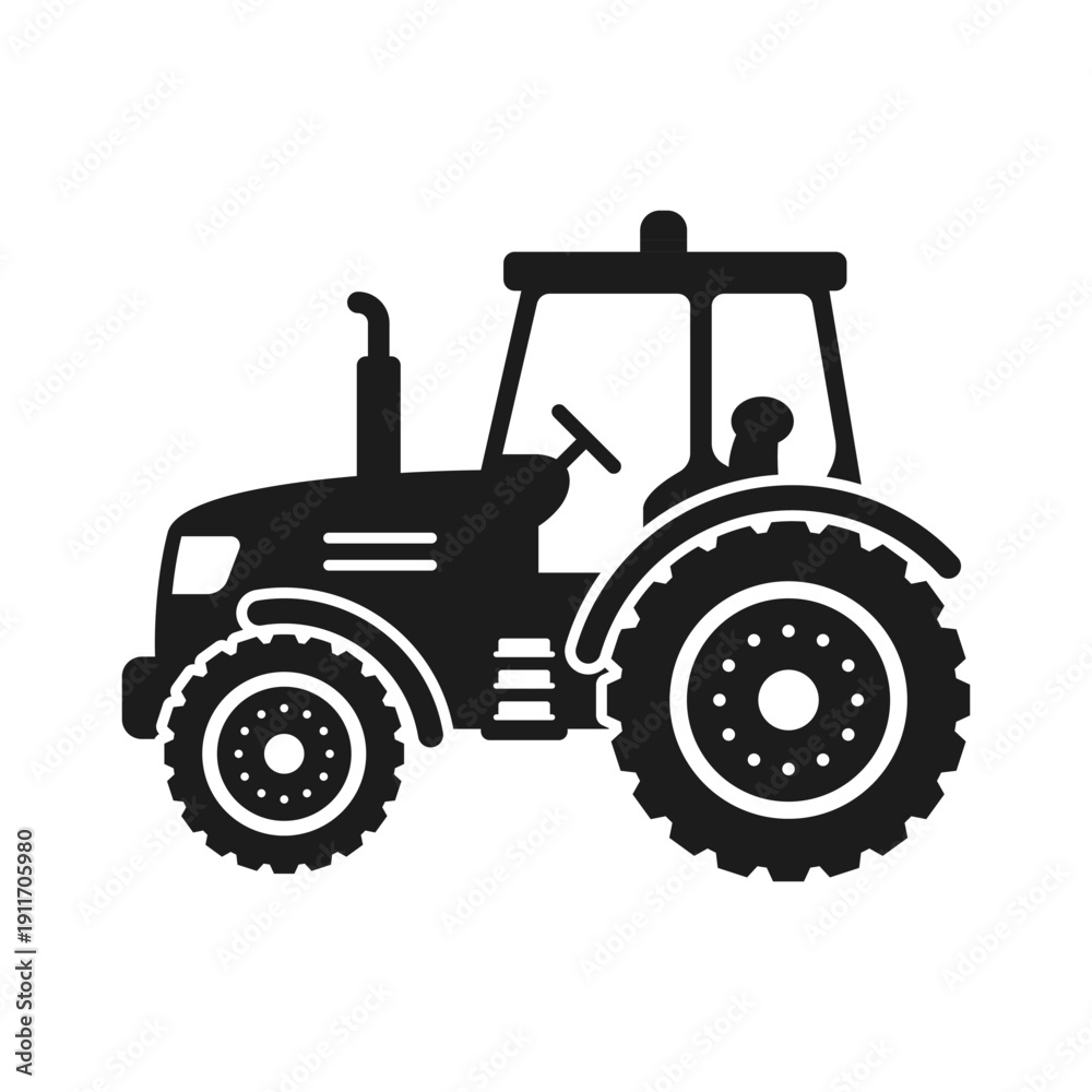 Obraz premium Tractor truck icon in flat style. Agriculture transport vector illustration on isolated background. Farming vehicle sign business concept.