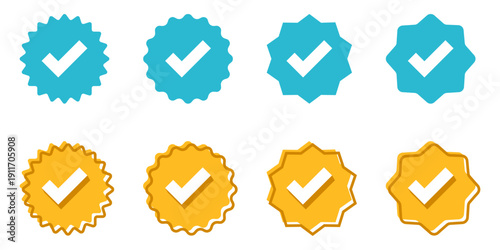 Verify checkbox icon set collection in flat style. Accept stamp vector illustration on isolated background. Confirmation template sign business concept.