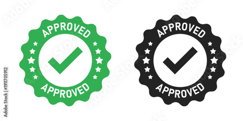 Approved icon in flat style. Accept stamp vector illustration on isolated background. Confirmation template sign business concept.