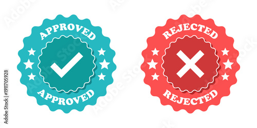 Approved and rejected icon in flat style. Accept stamp vector illustration on isolated background. Confirmation template sign business concept.