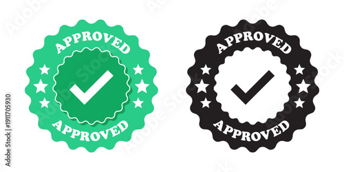 Approved icon in flat style. Accept stamp vector illustration on isolated background. Confirmation template sign business concept.