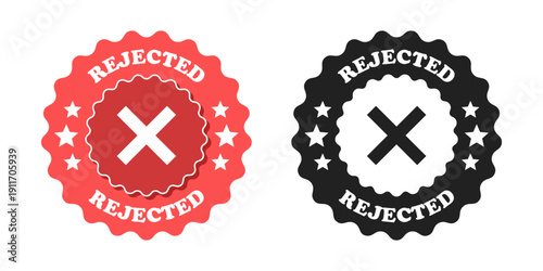 Rejected icon in flat style. Error stamp vector illustration on isolated background. Confirmation template sign business concept.