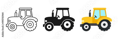 Tractor truck icon set collection in flat style. Agriculture transport vector illustration on isolated background. Farming vehicle sign business concept.
