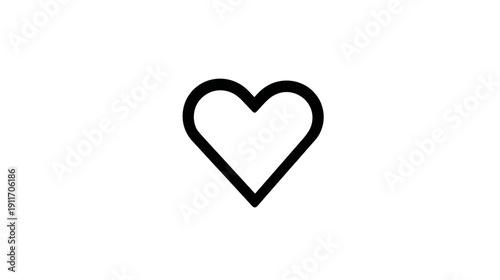 A black outlined heart shape, simple and symmetrical, centered against a clean white background