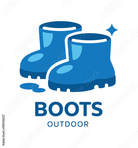 Single flat vector icon of kids : two rounded with small sole cutouts tiny puddle dot one sparkle dot stylish modern cutout look made with clean negative space gaps and soft rounded