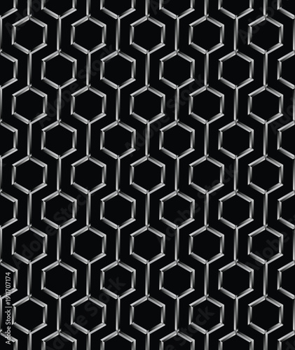 Luxury tiles made of silver chrom metal decor elements lattice graphic on black background