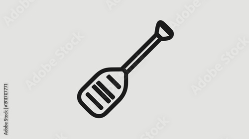 Stylized, thick-lined graphic of a paddle used for watercraft with rounded edges