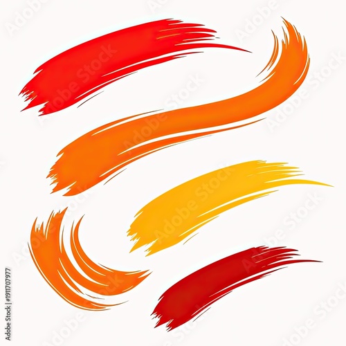 set of brush strokes ,illustration outline isolated on white background