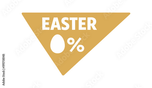 Flat vector corner callout sticker triangular corner label EASTER simple white egg percent pictogram