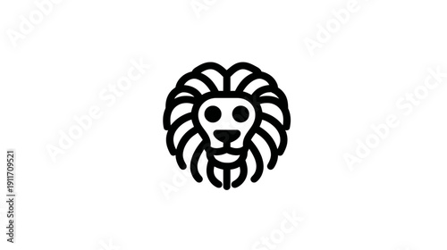 A minimalist line-art depiction of a lion's face, showcasing its mane and facial features