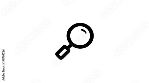 A black icon of a magnifying glass on a white background, representing search and zoom