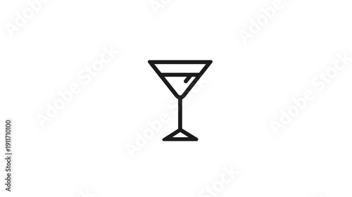 A minimalist cocktail glass icon rendered in black against a white backdrop, simple and clean