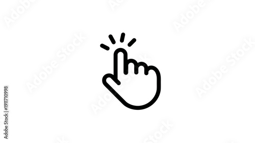 A hand icon pointing with the index finger, with radiating lines emanating from the fingertip