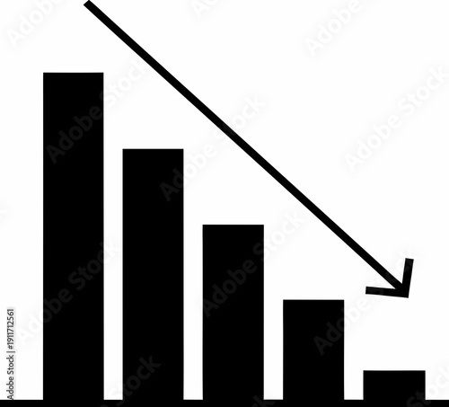 Business Crisis Downfall Icon Vector . Flat Financial Decline Symbol
